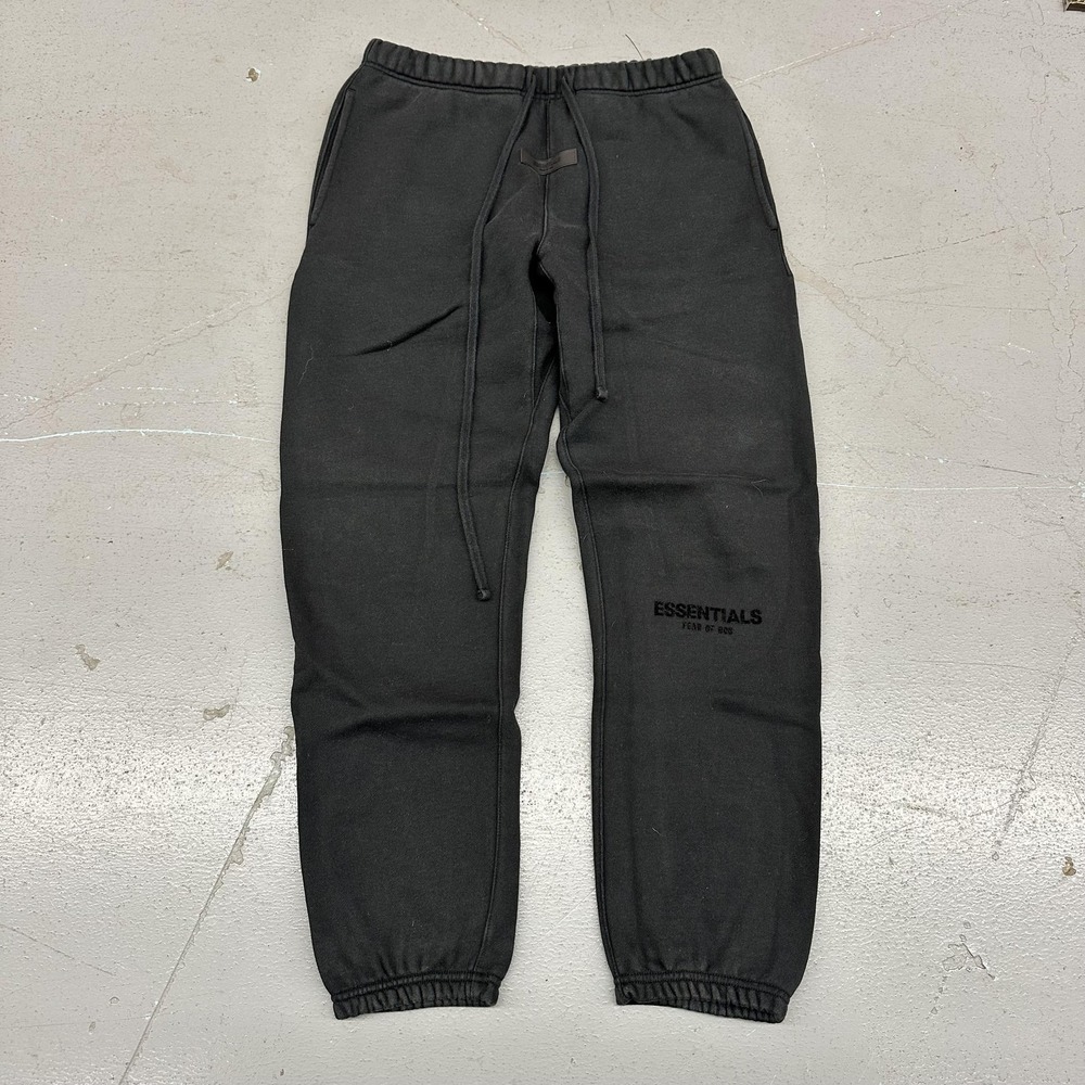 Fear Of God Essentials Sweatpants Mens Small Black Fleece Jogger Pants Logo